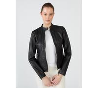 Lederjacke MUSTANG "Blanca", Damen, Gr. XXL, schwarz, Obermaterial: 100% Lammleder; Futter: 100% Baumwolle; Ärmelfutter: 100% Polyester, Jacken (98246605-XXL) schwarz