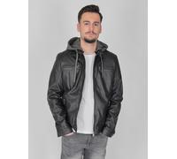 Lederjacke MUSTANG "Foster", Herren, Gr. L, schwarz, Obermaterial: 100% Lammleder; Wattierung: 100% Polyester; Kapuze: 100% Baumwolle; Innenfutter: 100% Baumwolle, ohne Bündchen, Jacken (41591456-L) s
