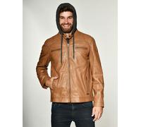 Lederjacke MUSTANG "Foster", Herren, Gr. XL, braun (cognac), Obermaterial: 100% Lammleder; Wattierung: 100% Polyester; Kapuze: 100% Baumwolle; Innenfutter: 100% Baumwolle, ohne Bündchen, Jacken (15874