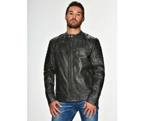 Lederjacke MUSTANG "James", Herren, Gr. XXL, grau (anthrazit), Obermaterial: 100% Lammleder. Innenseite: 100% Baumwolle. Fütterung: 100% Polyester, ohne Bündchen, Jacken (73451857-XXL) anthrazit