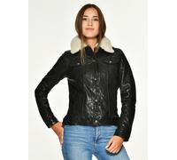 Lederjacke MUSTANG "Jenny RF", Damen, Gr. S, schwarz, Obermaterial: 100% Lammleder; Futter: 100% Baumwolle; Kragen: 100% Lammfell, Jacken (49281957-S) schwarz