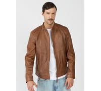 MUSTANG Lederjacke »Max« mit Reißverschluss und Stehkragen, cognac