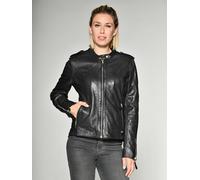 Lederjacke MUSTANG "Nila", Damen, Gr. XS, schwarz, Obermaterial: 100% Lammleder; Futter: 100% Baumwolle; Ärmelfutter: 100% Polyester, Jacken (15624530-XS) schwarz