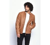 Lederjacke MUSTANG "Wellington", Herren, Gr. S, braun (chestnut), Obermaterial: 100% Lammleder. Futter: 100% Baumwolle. Wattierung: 100% Polyester, ohne Bündchen, Jacken (31221913-S) chestnut