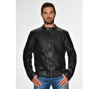 Lederjacke MUSTANG "Wellington", Herren, Gr. XXL, schwarz, Obermaterial: 100% Lammleder. Futter: 100% Baumwolle. Wattierung: 100% Polyester, ohne Bündchen, Jacken (17219142-XXL) schwarz