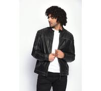 Lederjacke MUSTANG "Whyte", Herren, Gr. 3XL, schwarz, Obermaterial: 100% Lamm, Leder / Innenfutter: 100% Baumwolle / Ärmelfutter: 100% Polyester, ohne Bündchen, Jacken (85622305-XXXL) schwarz