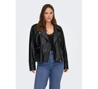 Lederjacke ONLY CARMAKOMA "CARCARMEN FAUX LEATHER BIKER OTW NOOS", Damen, Gr. 44, schwarz, Web, Obermaterial: 100% Polyester, unifarben, regular fit normal, Jacken (88029607-44) schwarz