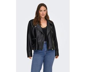 Lederjacke ONLY CARMAKOMA "CARCARMEN FAUX LEATHER BIKER OTW NOOS", Damen, Gr. 44, schwarz, Web, Obermaterial: 100% Polyester, unifarben, regular fit normal, Jacken (88029607-44) schwarz