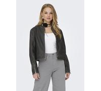 Lederjacke ONLY "ONLMINDY FAUX LEATHER WASHED JACKET OTW", Damen, Gr. XS (34), schwarz (schwarz detail:washed), Web, Obermaterial: 100% Polyester, unifarben, regular fit, mit Reißverschluss, Jacken Le
