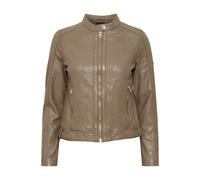 Lederjacke OXMO "Lederjacke OXDenise", Damen, Gr. 38, beige (fossil), Obermaterial: 100% Lederfaserstoff LEAFIBTEX., Jacken (66246526-38) fossil