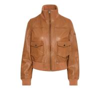 Lederjacke OXMO "Lederjacke OXDenny", Damen, Gr. 44, braun (caramel café), Obermaterial: 100% Lederfaserstoff LEAFIBTEX., Jacken (93905411-44) caramel café