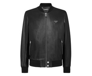 Lederjacke PHILIPP PLEIN "Iconic Plein", Herren, Gr. M, 02, schwarz, Futter: 100% Polyester. Außenmaterial: 100% Lamm Leder. Strick: 98% Polyester, 2% Elasthan, Jacken (17293865-M) 02, schwarz