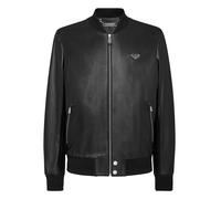 Lederjacke PHILIPP PLEIN "Iconic Plein", Herren, Gr. XL, schwarz (02, schwarz), Futter: 100% Polyester. Außenmaterial: 100% Lamm Leder. Strick: 98% Polyester, 2% Elasthan, Jacken (17293865-XL) 02, sch