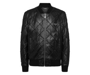 Lederjacke PHILIPP PLEIN "Leder-Bomber", Herren, Gr. S, 0291, schwarz, nickel, Obermaterial: 100% Lamm Leder, 98% Polyester, 2% Elasthan; Futter: 100% Polyester; Füllung: 100% Polyester, Jacken (49818