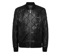 Lederjacke PHILIPP PLEIN "Leder-Bomberjacke", Herren, Gr. L, schwarz (0291, schwarz, nickel), Futter: 100% Polyester. Außenmaterial: 100% Lamm Leder. Füllung: 100% Polyester. Strick: 98% Polyester, 2%