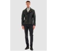 Lederjacke PIERRE CARDIN, Herren, Gr. L, schwarz (schwarz, grün), 100% Leder, mehrfarbig, kurz, ohne Ausschnitt, Jacken, in tollem Stepp-Design (89356743-L) schwarz, grün