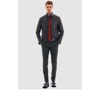 Lederjacke PIERRE CARDIN, Herren, Gr. M, blau (dunkelblau), 100% Leder, Rautenmuster, kurz, hoch geschlossener Ausschnitt, Jacken, mit schickem Stepp-Muster (75153923-M) dunkelblau
