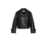 Lederjacke RICANO "Trenchcoat Jacke Yvette", Damen, Gr. L, schwarz, Obermaterial: 100% Lammnappaleder LANA. Futter: 100% Polyester PES., weit cropped, V-Ausschnitt, Jacken, Handgefertigt aus echtem Le