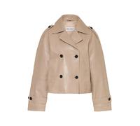 Lederjacke RICANO "Trenchcoat Jacke Yvette", Damen, Gr. XL, beige, Obermaterial: 100% Lammnappaleder LANA. Futter: 100% Polyester PES., weit cropped, V-Ausschnitt, Jacken, Handgefertigt aus echtem Led