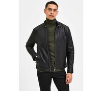 Lederjacke SELECTED HOMME "ARCHIVE CLASSIC LEATHER JKT", Herren, Gr. XXL, schwarz, Obermaterial: 100% Lammleder, unifarben, Rundhals, Jacken (59835752-XXL) schwarz