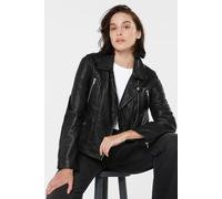 Lederjacke SENSES.THE LABEL, Damen, Gr. M, schwarz, Material Oberstoff: 100% Leder, Futter Rumpf: 100% Baumwolle, Futter Ärmel: 100% Polyester, unifarben, slim fit kurz, eingesetzt gerader Abschluss,