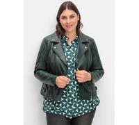 Lederjacke SHEEGO, Damen, Gr. 52, grün (tiefgrün), 100% Lammnappaleder, unifarben, Jacken (36975609-52) tiefgrün