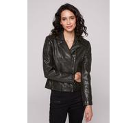 Lederjacke SOCCX, Damen, Gr. M, schwarz, Material: 100% Leder, Futter Rumpf: 100% Baumwolle, Futter Ärmel: 100% Polyester, unifarben, slim fit kurz, eingesetzt gerader Abschluss, Jacken, mit Zipper am