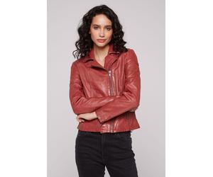 Lederjacke SOCCX, Damen, Gr. S, rot, Web, Material: 100% Leder, Futter Rumpf: 100% Baumwolle, Futter Ärmel: 100% Polyester, unifarben, slim fit kurz, eingesetzt gerader Abschluss, Jacken, mit Zipper a
