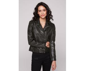 Lederjacke SOCCX, Damen, Gr. S, schwarz, Web, Material: 100% Leder, Futter Rumpf: 100% Baumwolle, Futter Ärmel: 100% Polyester, unifarben, slim fit kurz, eingesetzt gerader Abschluss, Jacken, mit Zipp