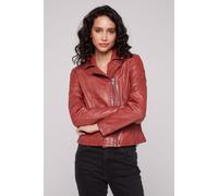 Lederjacke SOCCX, Damen, Gr. XL, rot, Web, Material: 100% Leder, Futter Rumpf: 100% Baumwolle, Futter Ärmel: 100% Polyester, unifarben, slim fit kurz, eingesetzt gerader Abschluss, Jacken, mit Zipper