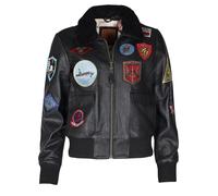 Lederjacke TOP GUN "TG20212520", Damen, Gr. 52L, schwarz, Obermaterial: 100% Leder, Lamm; Futter: 100% Polyester; Kragen: 100% Polyester; Wattierung: 100% Polyester, Jacken Kurzjacke Blousonjacke Bomb
