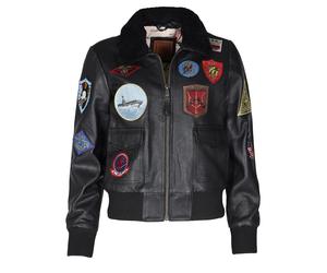 Lederjacke TOP GUN "TG20212520", Damen, Gr. 54XL, schwarz, Obermaterial: 100% Leder, Lamm; Futter: 100% Polyester; Kragen: 100% Polyester; Wattierung: 100% Polyester, Jacken Kurzjacke Blousonjacke Bom