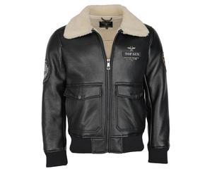 Lederjacke TOP GUN "TG20213035", Herren, Gr. 50M, schwarz, Obermaterial: 90% Polyester, 10% Polyurethan . Innenmaterial: 100% Polyester, Jacken (25425449-M) schwarz