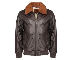 Lederjacke TOP GUN "TG2023002", Herren, Gr. 50M, braun, Obermaterial: 100% Lammleder; Futter: 100% Polyester; Wattierung: 100% Polyester; Strick: 100% Polyester ; Kragen: 100% Lammfell, Bündchen, Jack