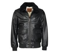 Lederjacke TOP GUN "TG2023002", Herren, Gr. 52L, schwarz, Obermaterial: 100% Lammleder / Futter: 100% Polyester / Wattierung: 100% Polyester / Strick: 100% Polyester / Kragen: 100% Lammfell, Bündchen,