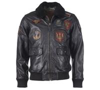 Lederjacke TOP GUN "TGJ1001", Herren, Gr. 50 (M), schwarz, Obermaterial: 100% Leder, Lamm . Futter: 100% Viskose . Wattierung: 100% Polyester . Kragen: Lammfell, Jacken (62569508-M) schwarz