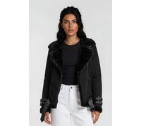 Lederjacke TRUEPRODIGY "Aloy Lederjacke mit Kunstfellbesatz", Damen, Gr. L, schwarz, Obermaterial: 100% Ziegenleder goatskin., slim fit, Jacken (70617017-L) schwarz