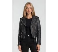 Lederjacke TRUEPRODIGY "Avril mit Waschung und Reißverschluss Details", Damen, Gr. XS, schwarz, Obermaterial: 100% Ziegenleder goatskin., slim fit, Jacken (72447438-XS) schwarz
