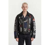 Lederjacke TRUEPRODIGY "Danis Auffälliger Graffiti Print", Herren, Gr. XXL, schwarz, Obermaterial: 100% Schafsleder sheepskin., regular fit, Jacken (55426867-XXL) schwarz