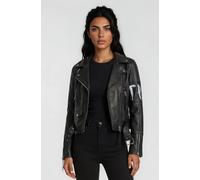 Lederjacke TRUEPRODIGY "Laila mit auffälligem Print und Gürtel", Damen, Gr. L, schwarz, Obermaterial: 100% Schafsleder sheepskin., slim fit, Jacken (67853824-L) schwarz