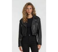 Lederjacke TRUEPRODIGY "Rosa mit Gürtel und Reißverschluss Details", Damen, Gr. XL, schwarz, Obermaterial: 100% Schafsleder sheepskin., Jacken (79616152-XL) schwarz