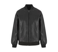Lederjacke URBAN CLASSICS "Urban Classics Ladies Synthetic Leather Bomber Jacket", Damen, Gr. M, schwarz, 100% Viskose, unifarben, normal, amerikanischer Ausschnitt, Jacken (84783367-M) schwarz