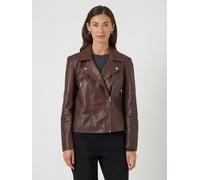 Lederjacke Y.A.S "YASSOPHIE LEATHER JACKET", Damen, Gr. L, chicory coffee, Web, Obermaterial: 100% Ziegenleder, unifarben, figurbetont, V-Ausschnitt, Jacken Lederjacke, mit Biker Details (14269424-L)