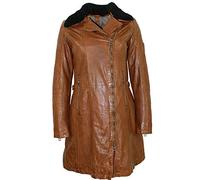 Lederjacken24 Gipsy - Damen Ledermantel Lammnappa Cognac Größe L