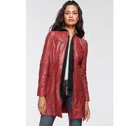 Ledermantel MAURITIUS "Bente", Damen, Gr. M/38, rot, Obermaterial: 100% Schafsleder. Futter: 100% Baumwolle. Kapuze: 55% Polyester, 45% Baumwolle. Ärmelfutter: 100% Polyester, kontrastfarbene Details,