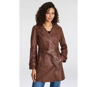 Ledermantel MAURITIUS "GWTaresa", Damen, Gr. 40L, braun (cognac), Obermaterial: 100% Schafsleder. Futter: 100% Baumwolle. Ärmelfutter: 100% Polyester, clean, unifarben, lässig geschnitten knielang, mi