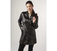 Ledermantel MAURITIUS "MWCita", Damen, Gr. M, schwarz, Obermaterial: 100% Schafsleder. Futter: 100% Polyester. Ärmelfutter: 100% Polyester, unifarben, regular fit kurz, Mäntel Ledermantel, mit Teilung