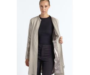 Ledermantel MAZE "4202040", Damen, Gr. 3XL, beige (greige), Obermaterial: 100% Lammleder; Futter: 100% Polyester, Mäntel (94252753-XXXL) greige