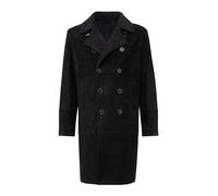 Ledermantel RICANO "Ledermantel Vicente", Herren, Gr. S, schwarz (schwarz (velour)), Obermaterial: 100% Ziegenveloursleder GOVL. Futter: 100% Polyester PES., schmal, V-Ausschnitt, Mäntel (90236766-S)