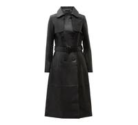 Ledermantel RICANO "Mantel Darcy", Damen, Gr. M, schwarz, Obermaterial: 100% Lammnappaleder LANA. Futter: 100% Polyester PES., schmal, V-Ausschnitt, Mäntel, Handgefertigt aus echtem Leder (94282407-M)